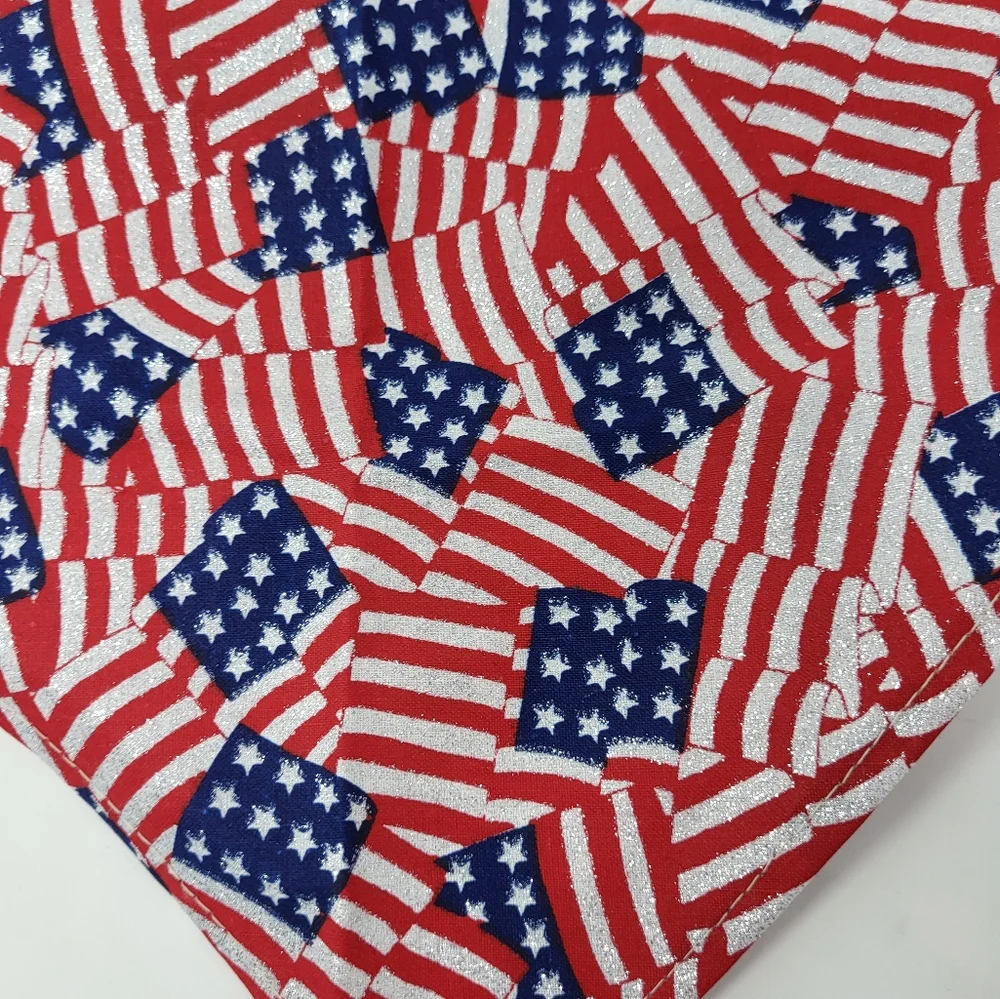 Small Pet Bandana‎ USA Flag Patriotic 4th of July New Shimmer
